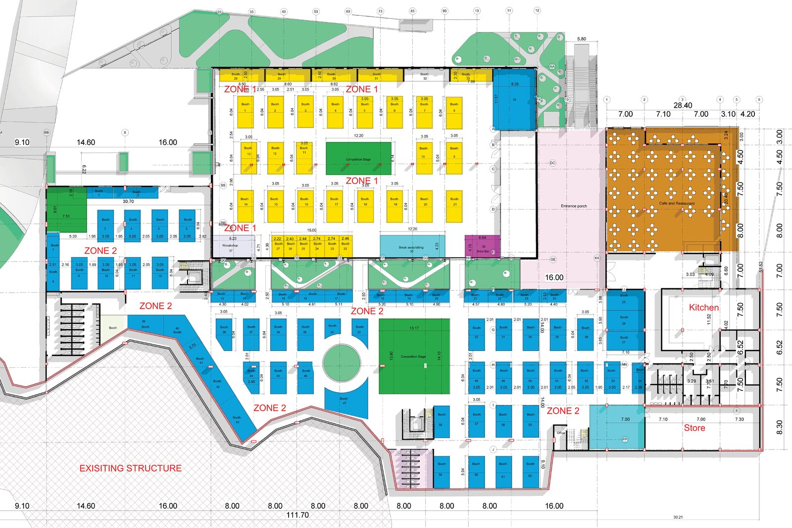Official Africa Coffee Fest floor plan for Zones 1 and 2